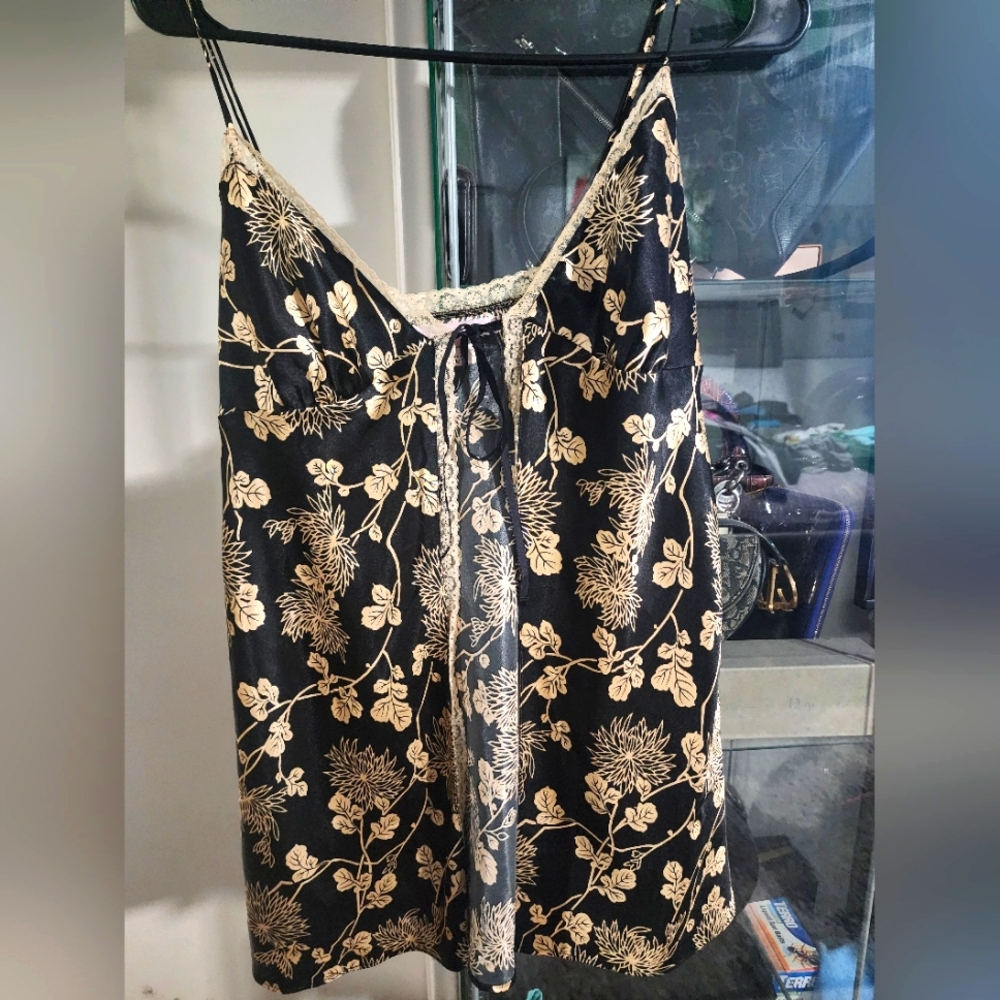 Victoria's Secret Super Soft Black And Gold/Tan Slip Babydoll Mini Dress. Size M